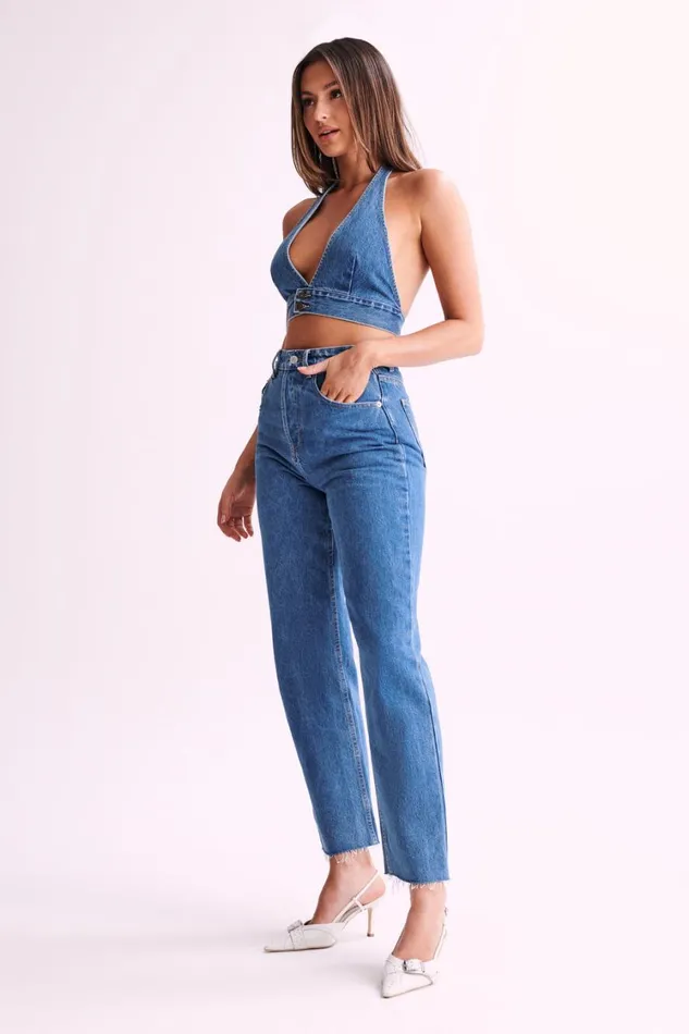 Women Meshki Bottoms Tina Mom Jean 8211 70039S Blue