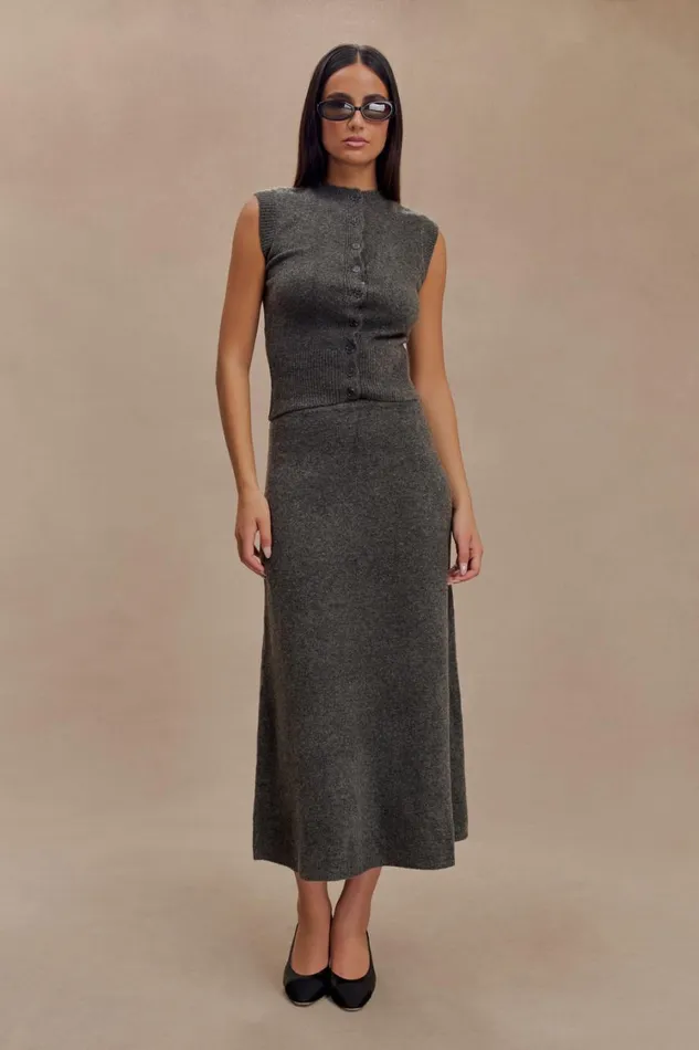Women Meshki Bottoms Vivica Knit Maxi Skirt 8211 Charcoal Marle