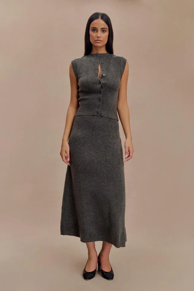 Women Meshki Bottoms Vivica Knit Maxi Skirt 8211 Charcoal Marle