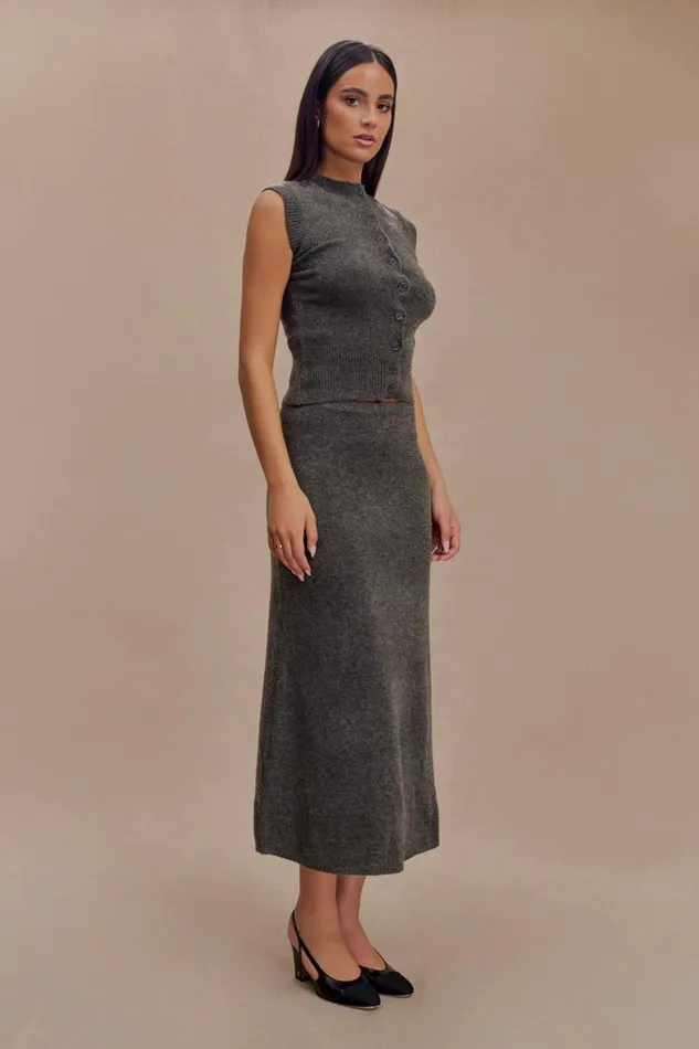 Women Meshki Bottoms Vivica Knit Maxi Skirt 8211 Charcoal Marle