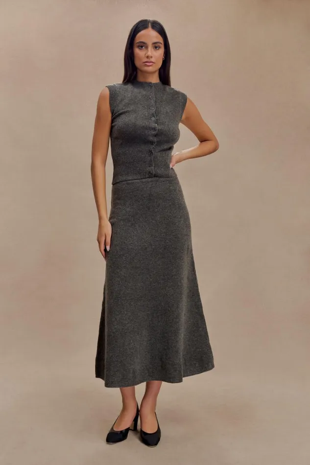 Women Meshki Bottoms Vivica Knit Maxi Skirt 8211 Charcoal Marle