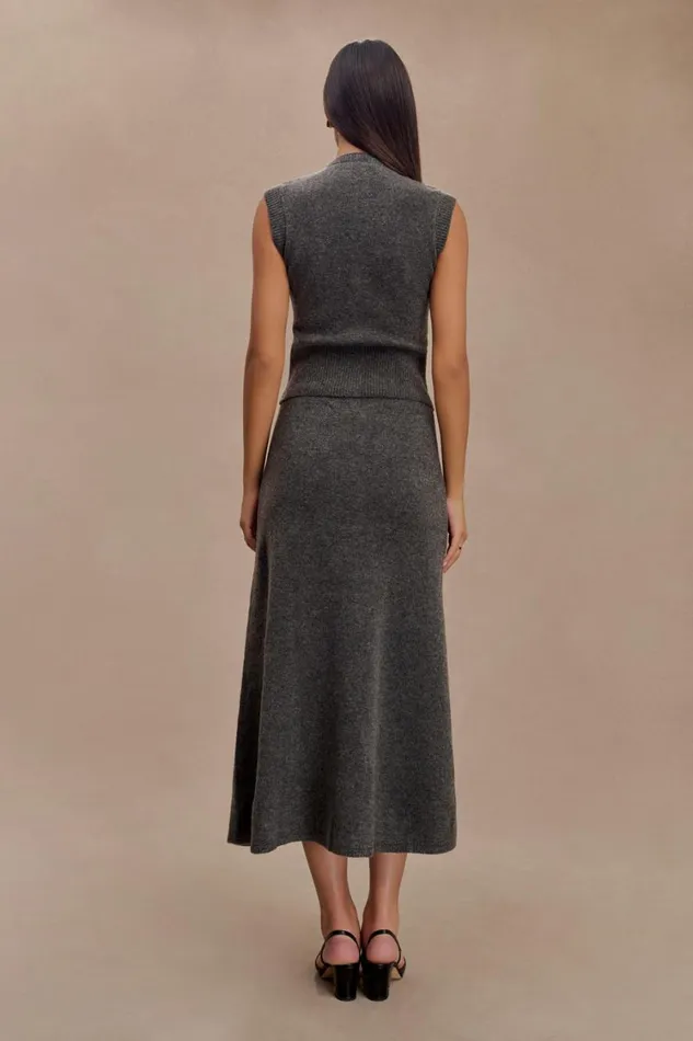 Women Meshki Bottoms Vivica Knit Maxi Skirt 8211 Charcoal Marle