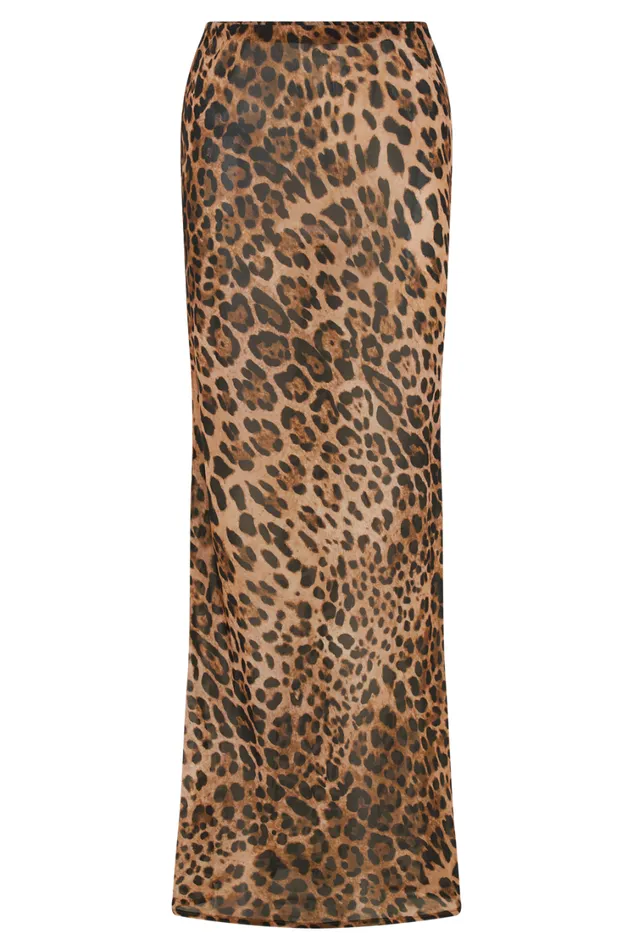 Women Meshki Bottoms Yvonne Chiffon Maxi Skirt 8211 Leopard Print