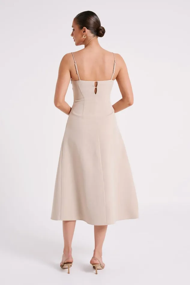Women Meshki Dresses Alaina ALine Midi Dress 8211 Natural