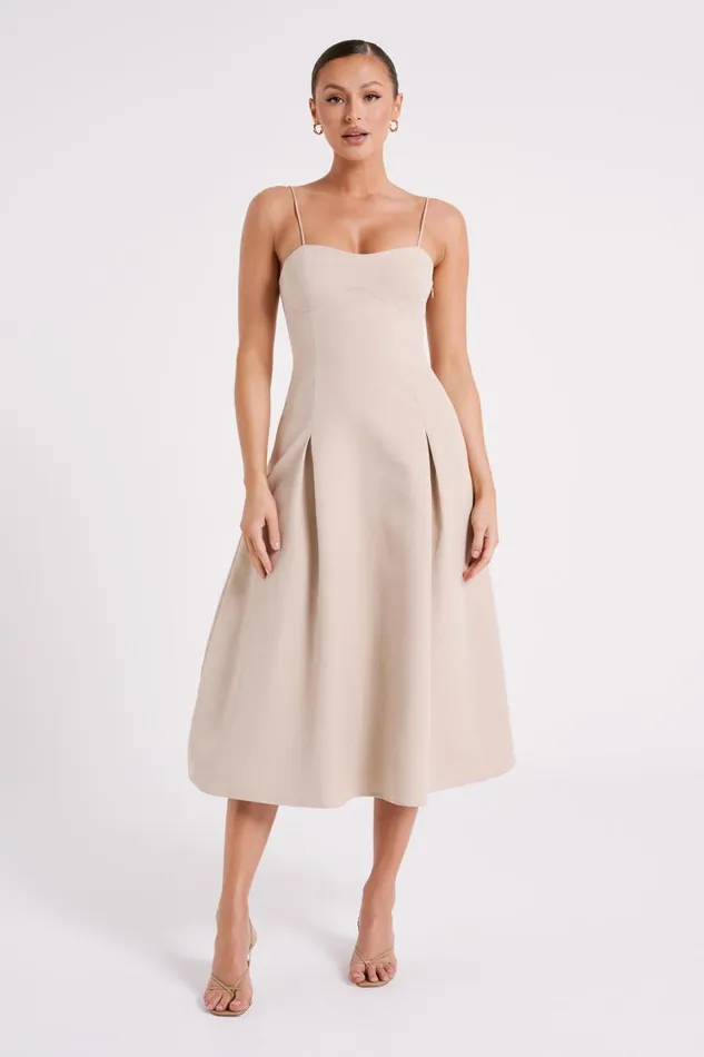 Women Meshki Dresses Alaina ALine Midi Dress 8211 Natural