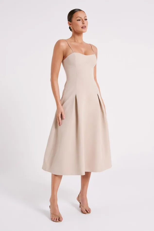 Women Meshki Dresses Alaina ALine Midi Dress 8211 Natural