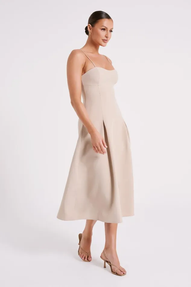 Women Meshki Dresses Alaina ALine Midi Dress 8211 Natural