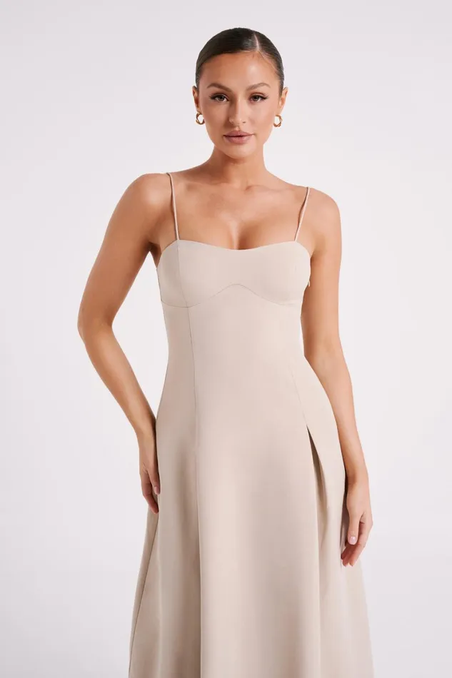 Women Meshki Dresses Alaina ALine Midi Dress 8211 Natural