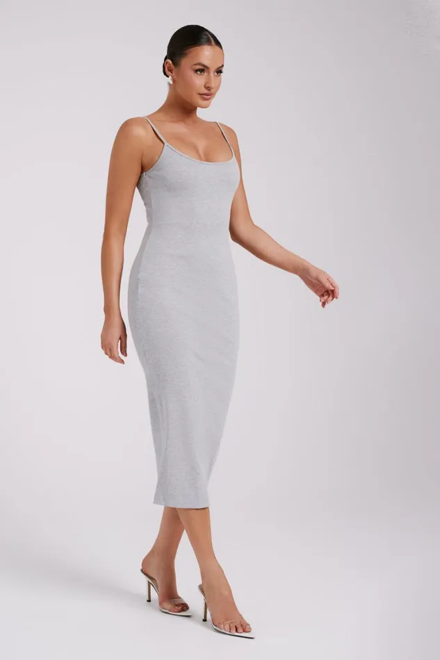Women Meshki Dresses Alexis Ribbed Cami Midi Dress 8211 Grey Marle