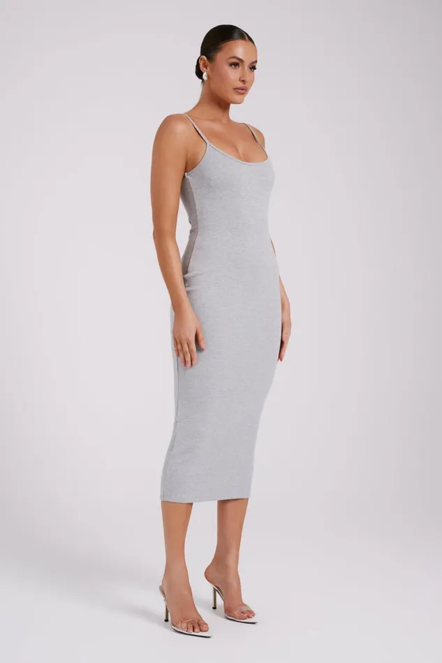 Women Meshki Dresses Alexis Ribbed Cami Midi Dress 8211 Grey Marle