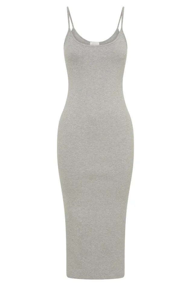 Women Meshki Dresses Alexis Ribbed Cami Midi Dress 8211 Grey Marle