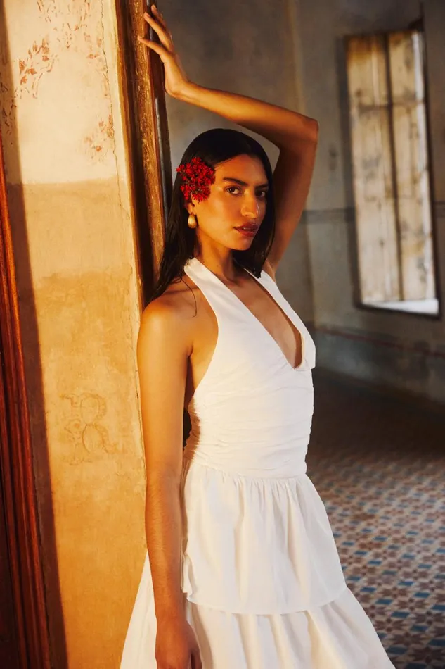 Women Meshki Dresses Belinda Tiered Maxi Dress 8211 White