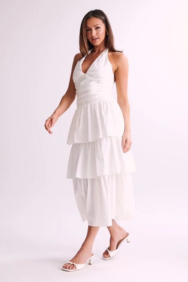 Women Meshki Dresses Belinda Tiered Maxi Dress 8211 White