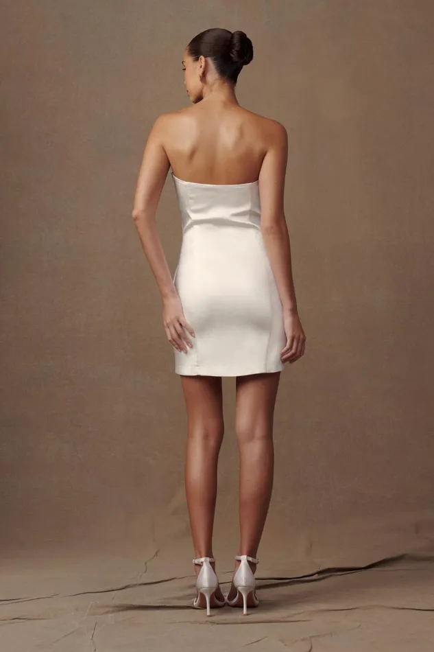 Women Meshki Dresses Bernadette Strapless Rose Mini Dress 8211 White