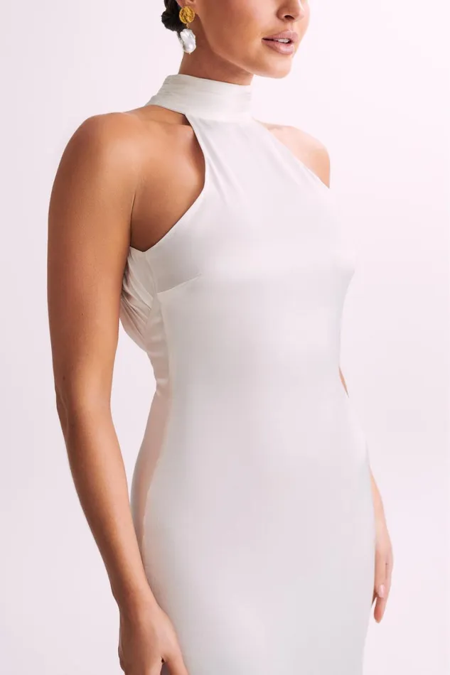 Women Meshki Dresses Claire Satin Drape Back Maxi Dress 8211 White Women Meshki Dresses Claire Satin Drape Back Maxi Dress 8211 White
