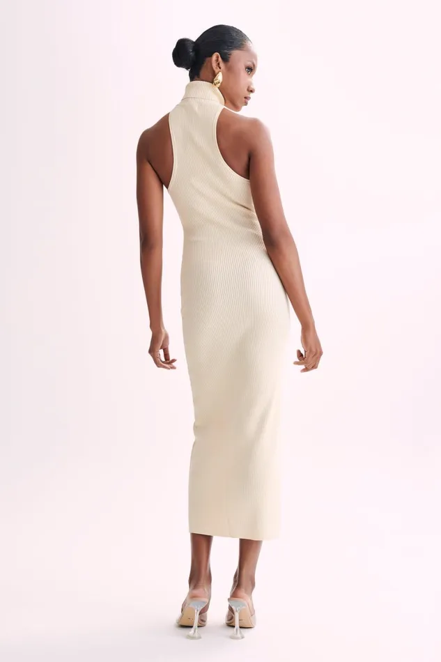 Women Meshki Dresses Connie Turtleneck Knit Midi Dress 8211 Cream