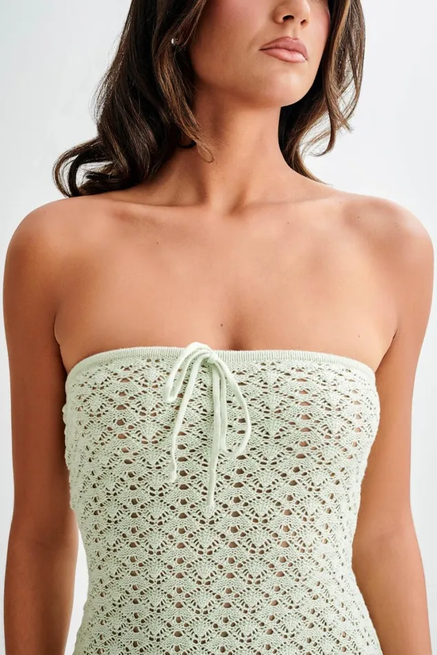 Women Meshki Dresses Delia Strapless Knit Midi Dress 8211 Pastel Green