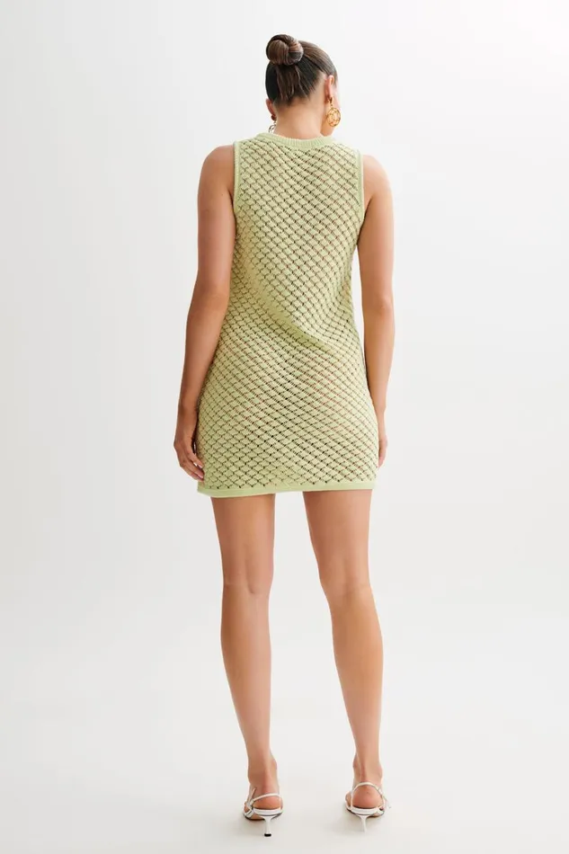 Women Meshki Dresses Delta Sleeveless Knit Button Up Mini Dress 8211 Seafoam Green
