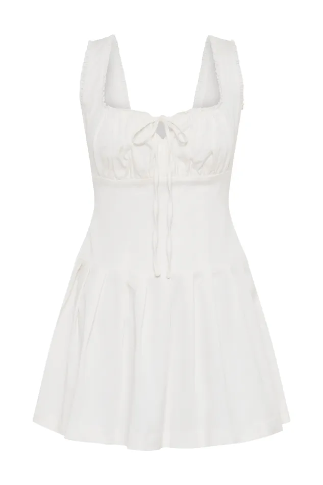 Women Meshki Dresses Donna Cotton Ruched Mini Dress 8211 White