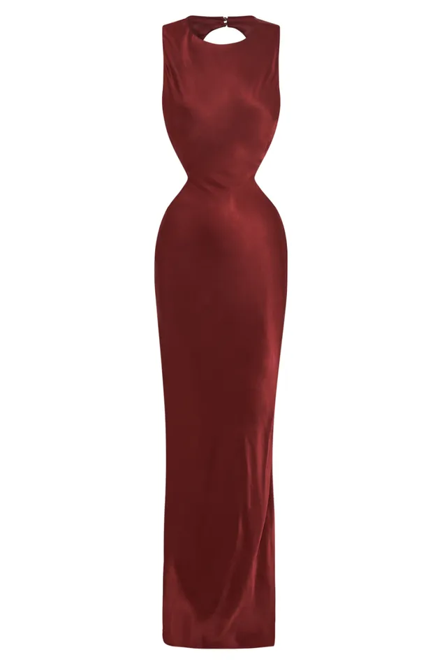 Women Meshki Dresses Electra Satin Cut Out Maxi Dress 8211 Berry