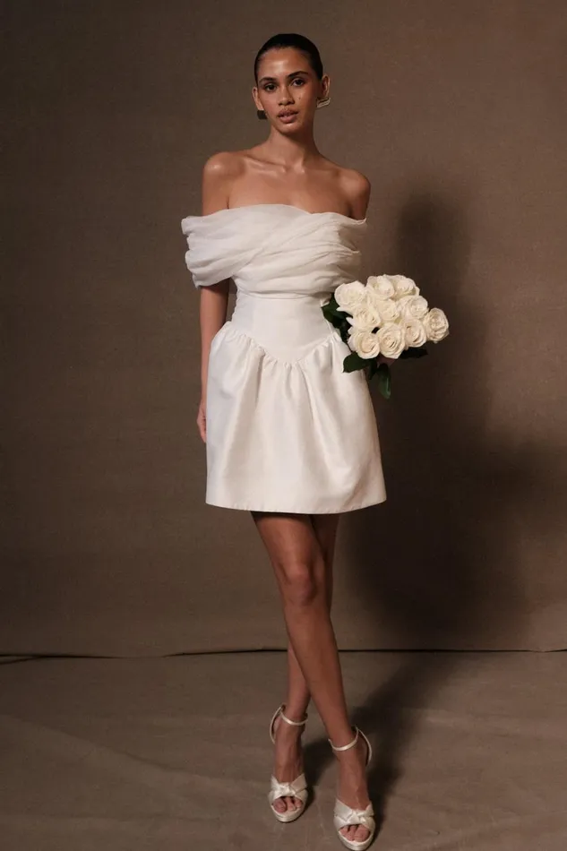 Women Meshki Dresses Farrah Structured Draped Mini Dress 8211 White