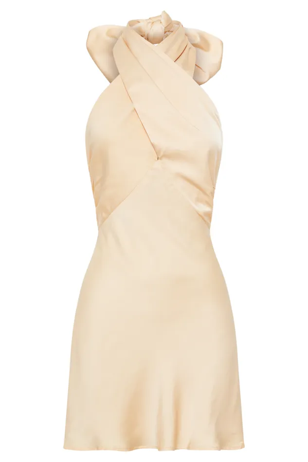 Women Meshki Dresses Francine Satin Halter Mini Dress 8211 Peach