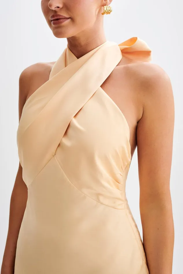 Women Meshki Dresses Francine Satin Halter Mini Dress 8211 Peach