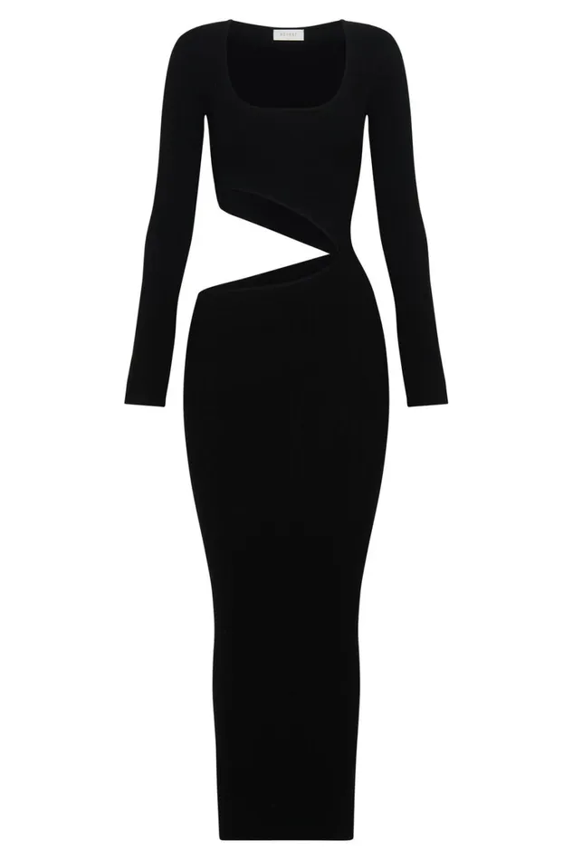 Women Meshki Dresses Gaia Cut Out Asymmetric Knitted Midi Dress 8211 Black Women Meshki Dresses Gaia Cut Out Asymmetric Knitted Midi Dress 8211 Black