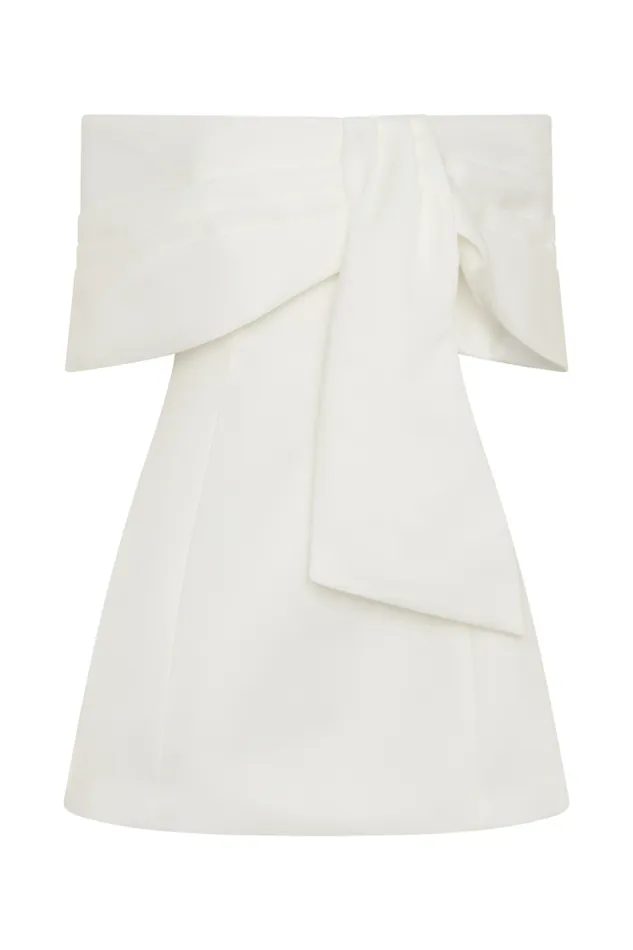 Women Meshki Dresses Gloria Mini Off Shoulder Drape Dress 8211 White