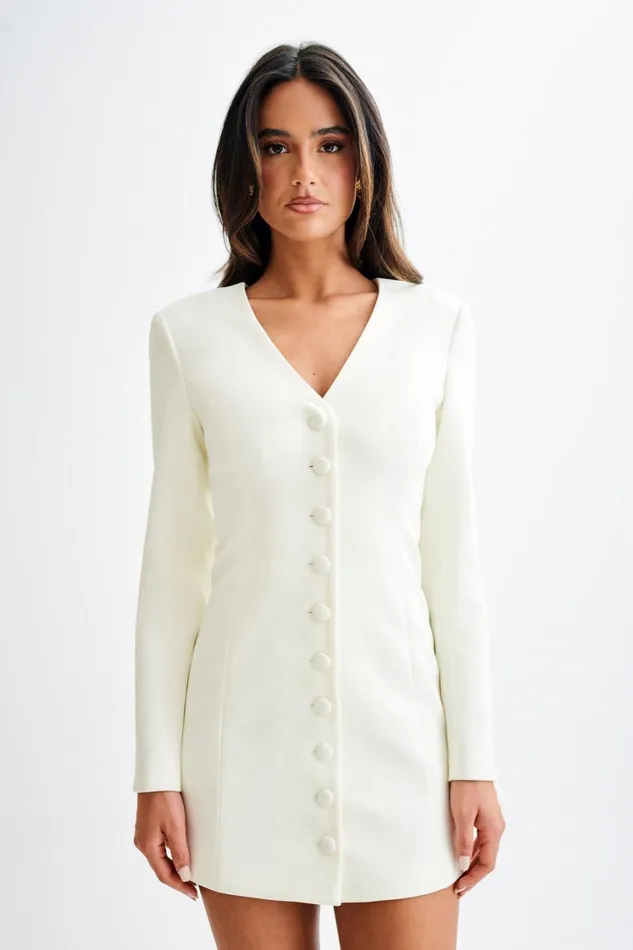 Women Meshki Dresses Hurley Long Sleeve Blazer Mini Dress 8211 Ivory