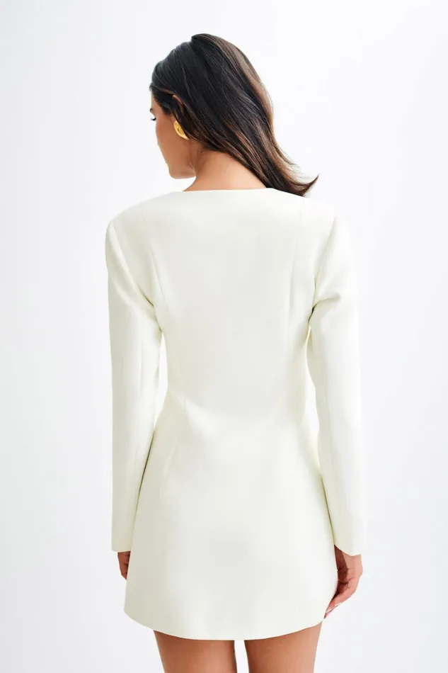 Women Meshki Dresses Hurley Long Sleeve Blazer Mini Dress 8211 Ivory