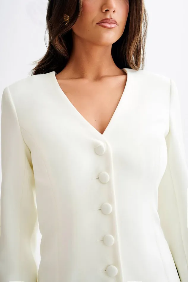 Women Meshki Dresses Hurley Long Sleeve Blazer Mini Dress 8211 Ivory