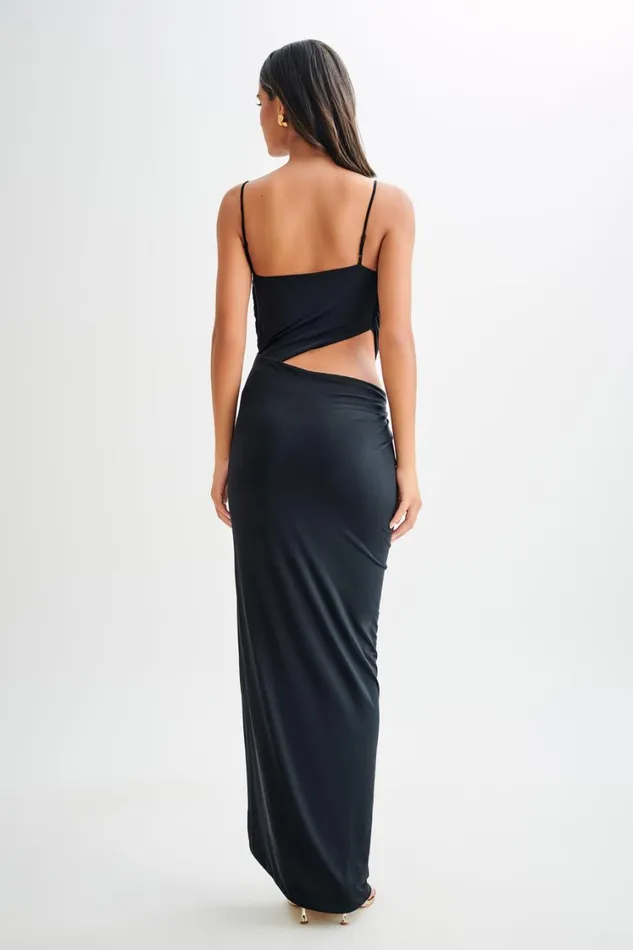 Women Meshki Dresses Jemma Draped Slinky Maxi Dress 8211 Black