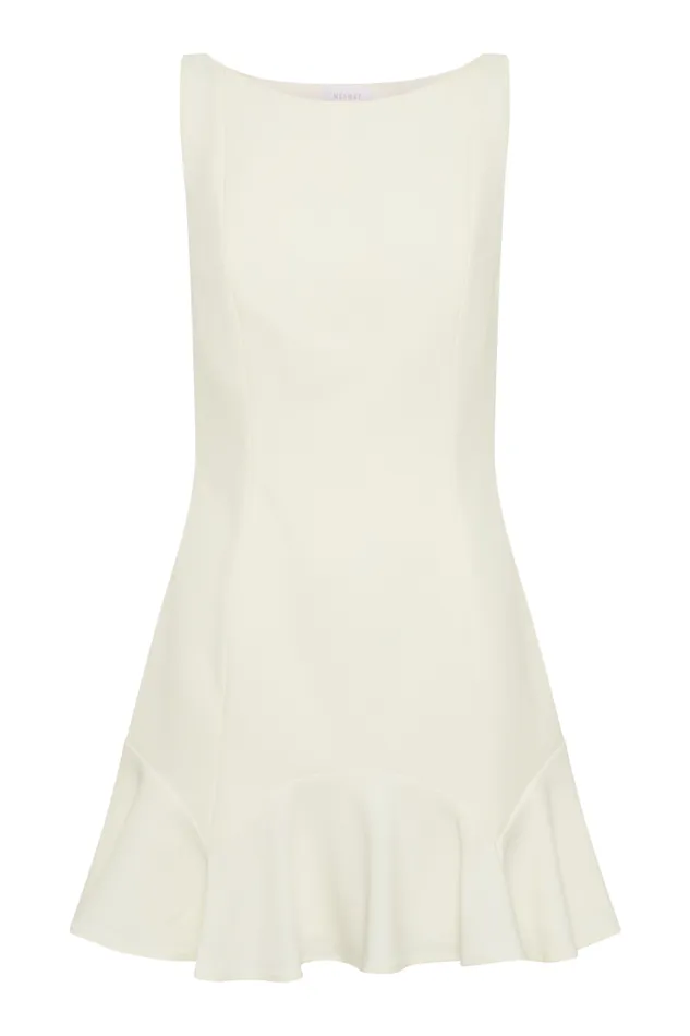 Women Meshki Dresses Leonora Sleeveless Suiting Mini Dress With Ruffle 8211 Ivory