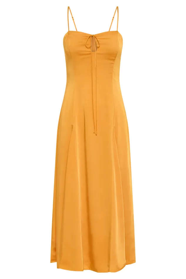 Women Meshki Dresses Luciana Satin Midi Dress 8211 Tangerine