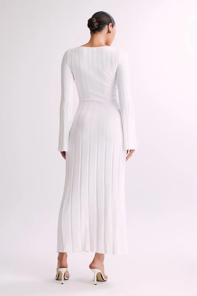 Women Meshki Dresses Mabel Long Sleeve Knit Maxi Dress 8211 White