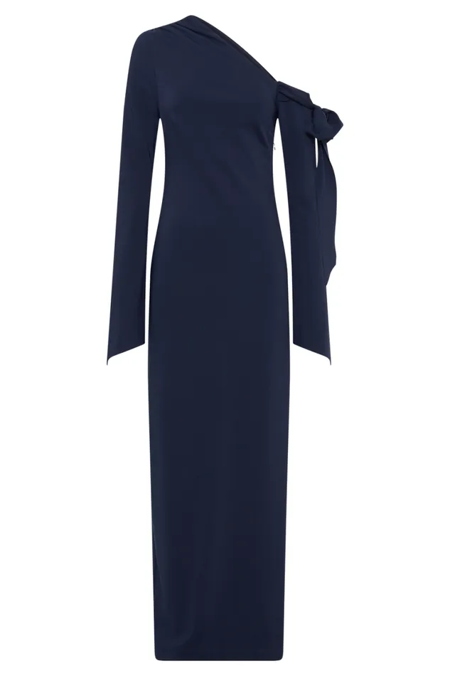 Women Meshki Dresses Nicola One Shoulder Crepe Maxi Dress 8211 Dark Navy