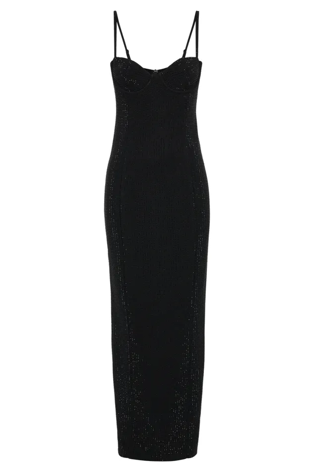 Women Meshki Dresses Rafaela Diamante Maxi Dress 8211 Black