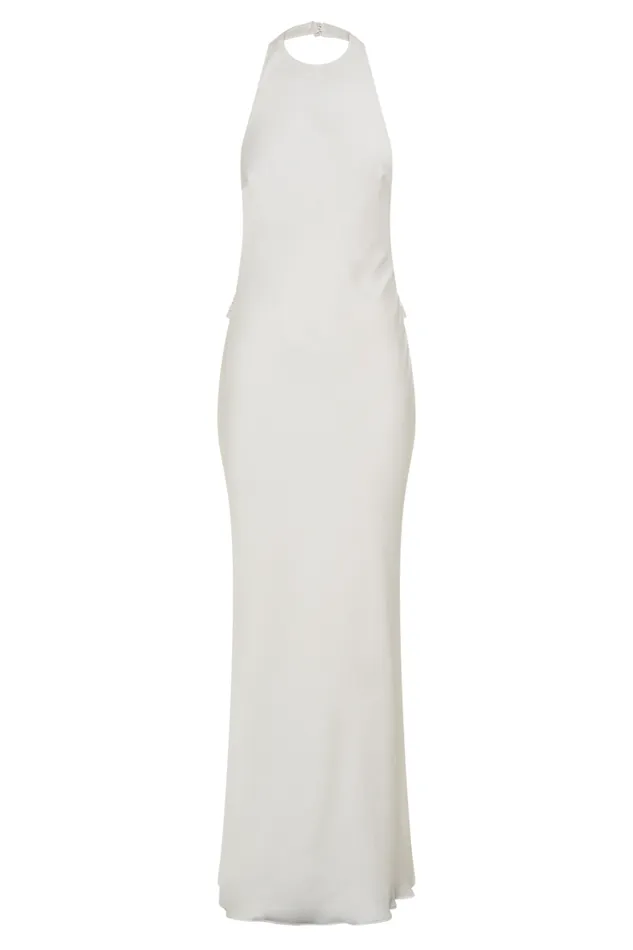 Women Meshki Dresses Rinna Satin Halter Maxi Dress 8211 Ivory