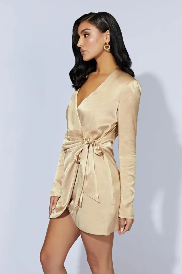 Women Meshki Dresses Saira Tie Up Mini Dress 8211 Wheat Women Meshki Dresses Saira Tie Up Mini Dress 8211 Wheat