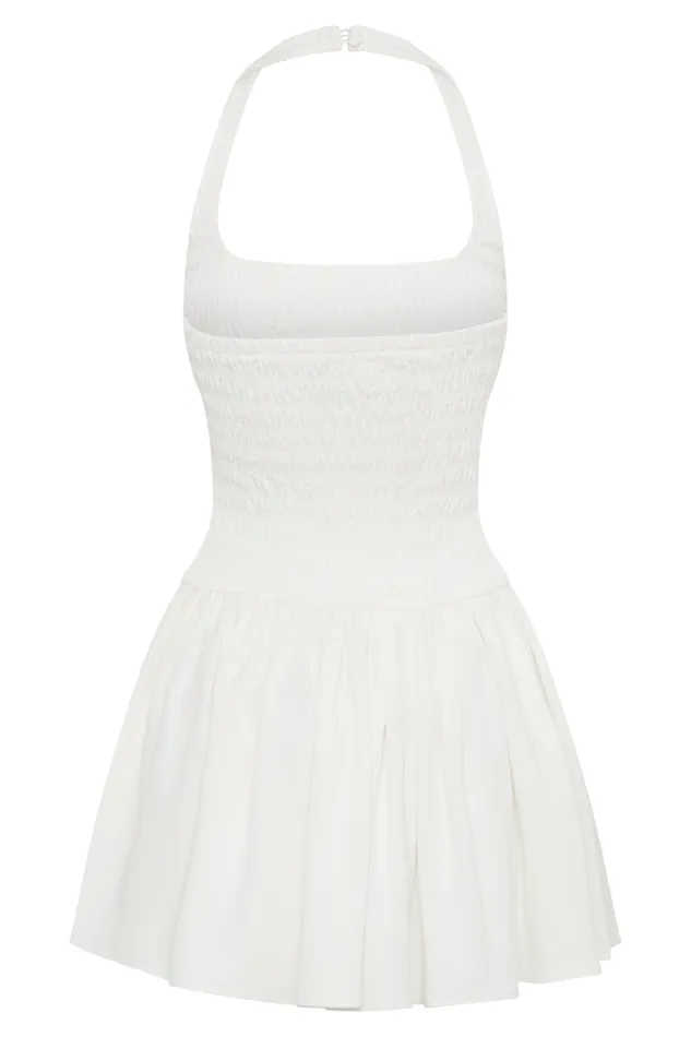 Women Meshki Dresses Shelley Cotton Shirred Halter Mini Dress 8211 White