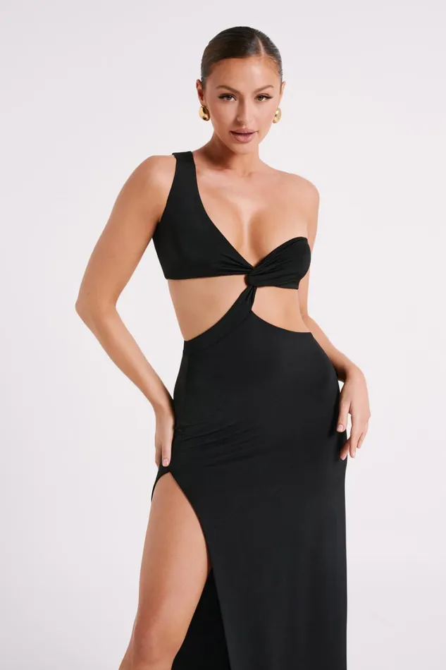 Women Meshki Dresses Solana One Shoulder Maxi Dress 8211 Black