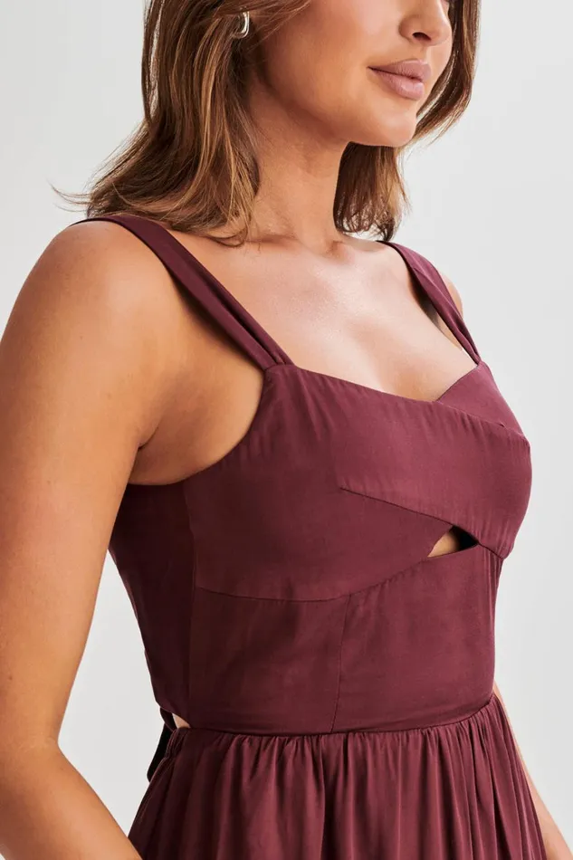 Women Meshki Dresses Thandi Midi Dress With Back Tie 8211 Plum