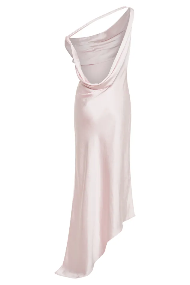 Women Meshki Dresses Yvette Slip Maxi Dress With Asymmetrical Hem 8211 Pale Pink