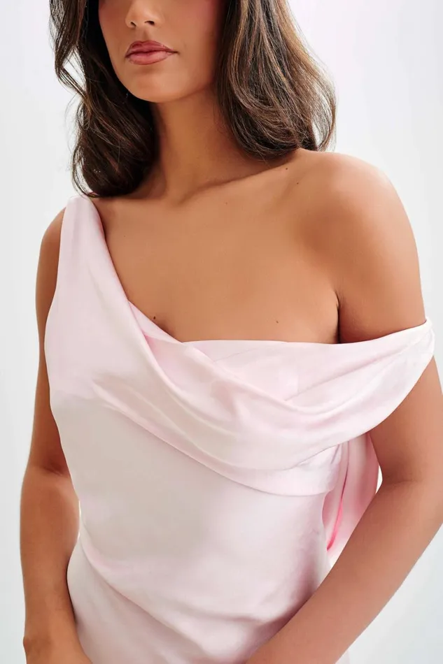 Women Meshki Dresses Yvette Slip Maxi Dress With Asymmetrical Hem 8211 Pale Pink