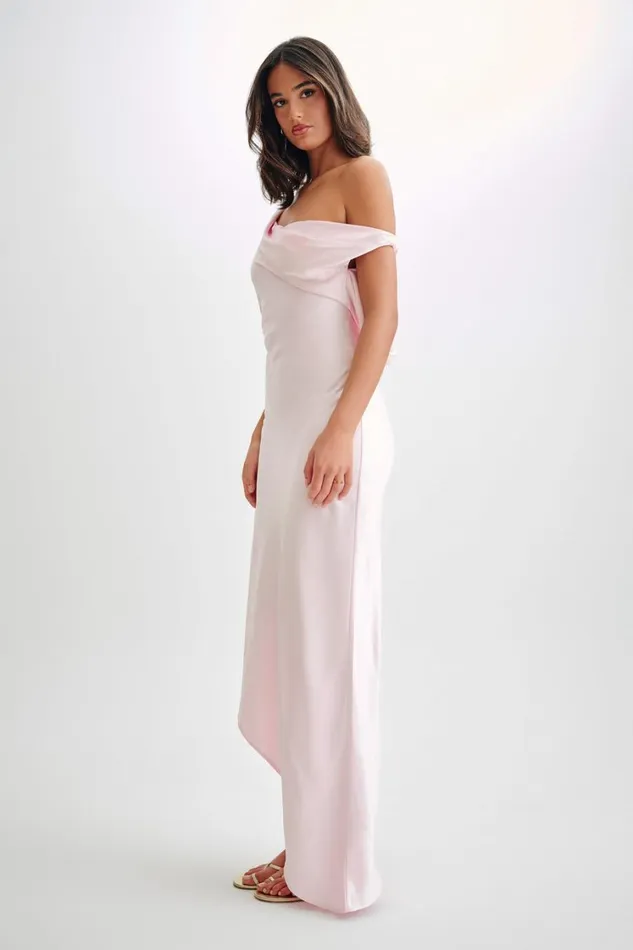 Women Meshki Dresses Yvette Slip Maxi Dress With Asymmetrical Hem 8211 Pale Pink