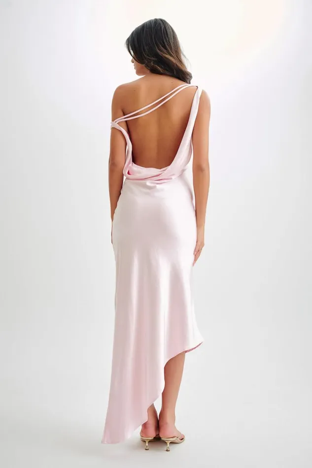 Women Meshki Dresses Yvette Slip Maxi Dress With Asymmetrical Hem 8211 Pale Pink