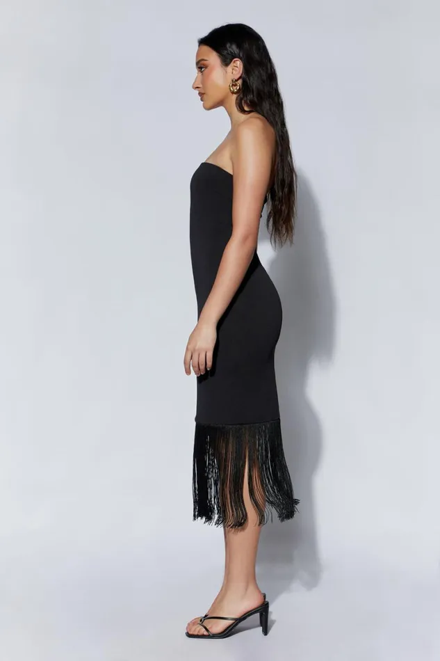 Women Meshki Dresses Zarina Strapless Fringe Dress 8211 Black Women Meshki Dresses Zarina Strapless Fringe Dress 8211 Black