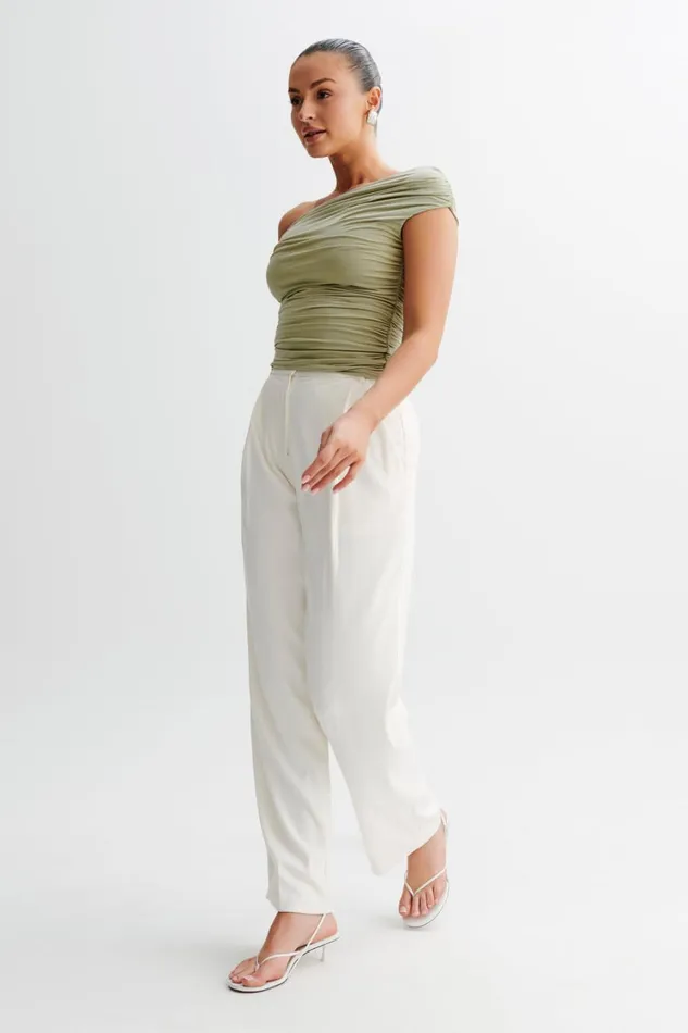 Women Meshki Tops Alayna Slinky Ruched Top 8211 Sage
