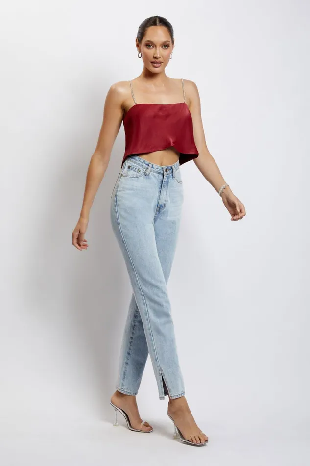 Women Meshki Tops Dayana Straight Cut Crop Top 8211 Wine Women Meshki Tops Dayana Straight Cut Crop Top 8211 Wine
